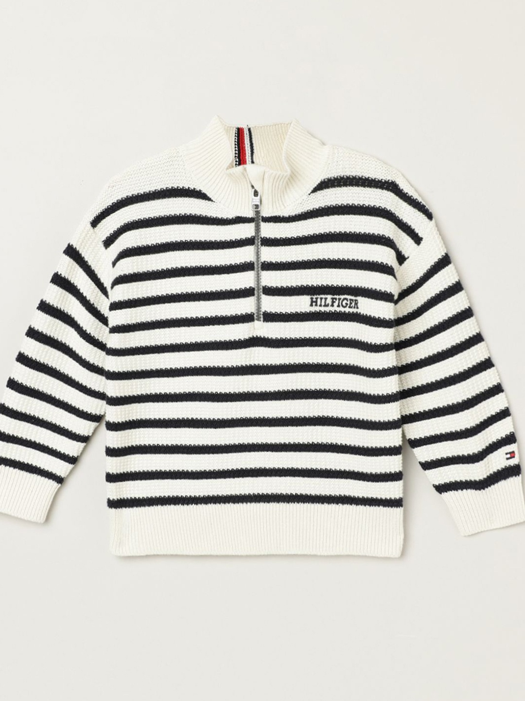 

Tommy Hilfiger Boys Mock Collar Striped Sweater, White