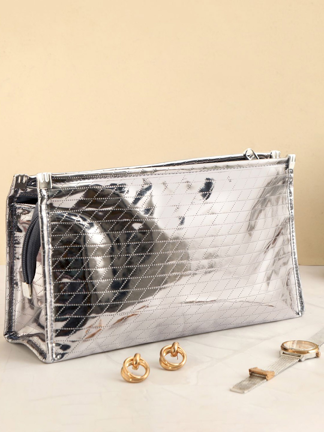 

THE HOME CO. Textured Pouch, Silver