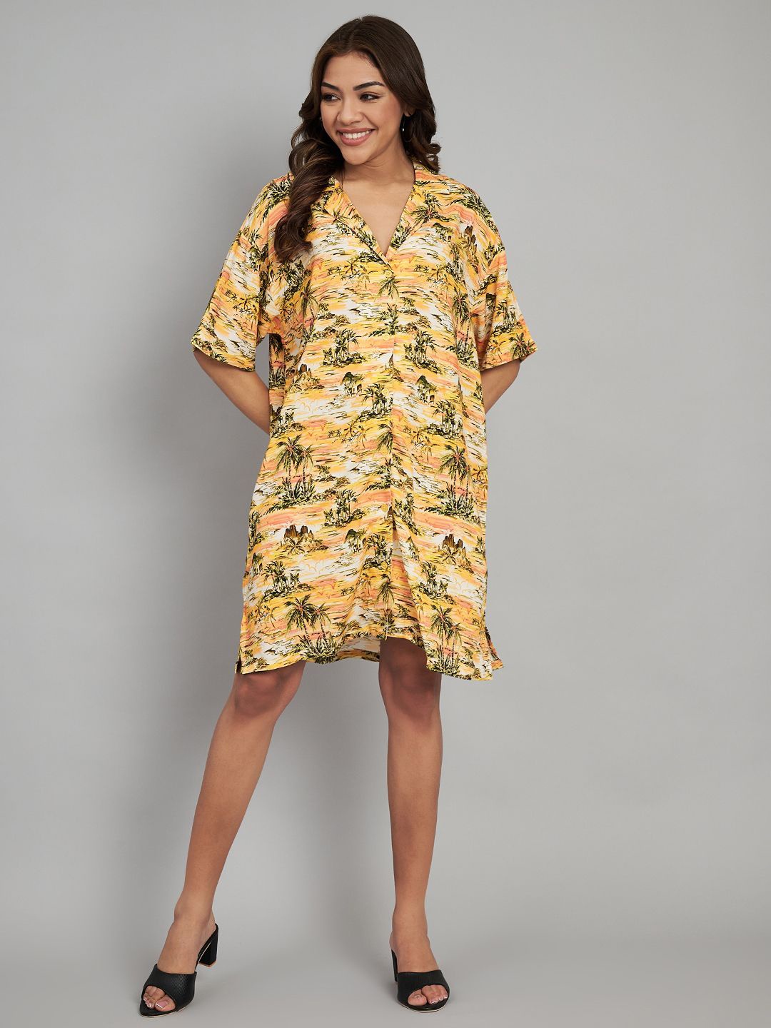 

Amagyaa Floral Print Flared Sleeve A-Line Dress, Multi