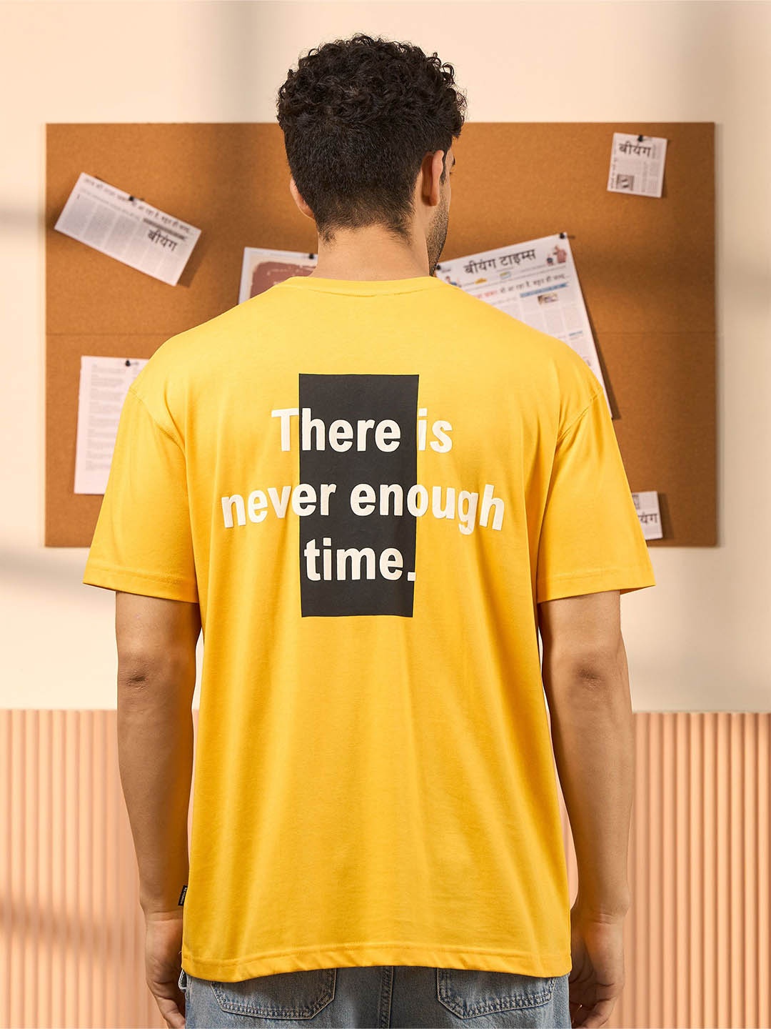 

Beyoung Men Typography Printed Round Neck T-shirt, Yellow