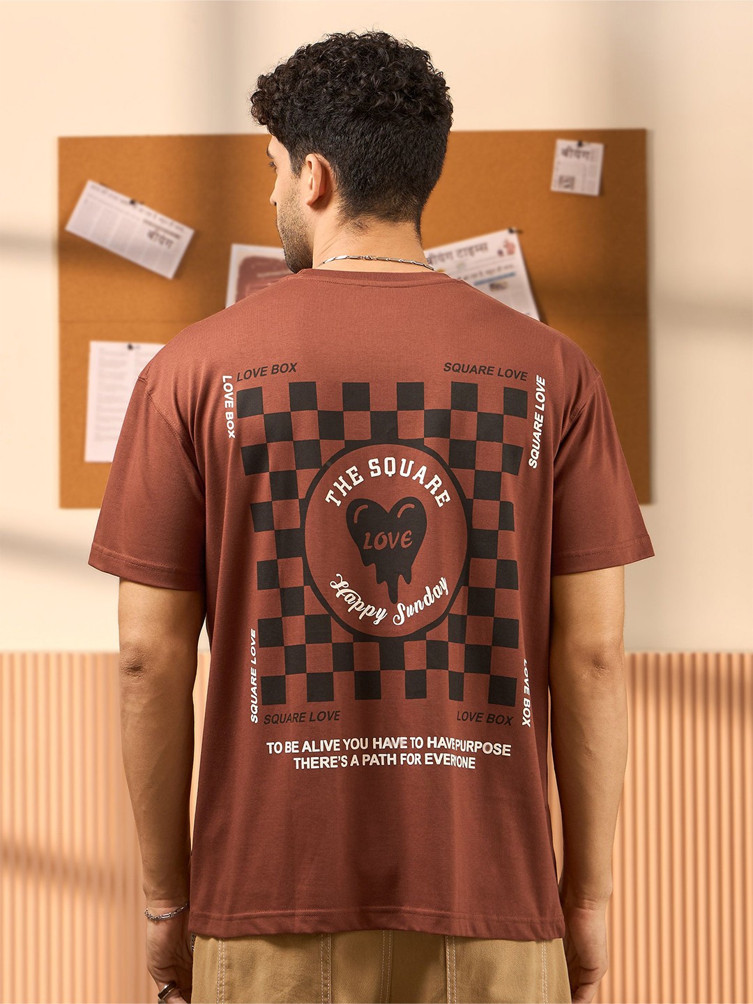 

Beyoung Men Typography Printed Round Neck T-shirt, Brown
