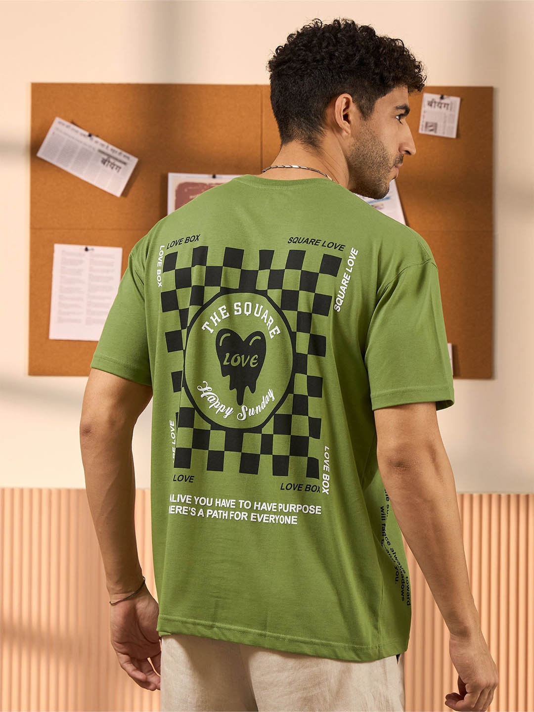 

Beyoung Men Typography Printed Round Neck T-shirt, Green