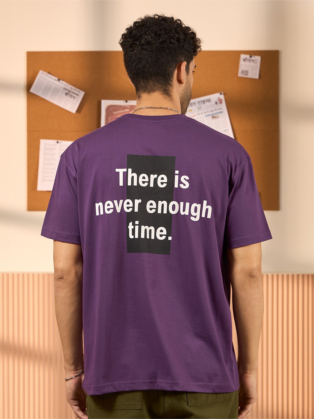 

Beyoung Men Typography Printed Round Neck T-shirt, Violet