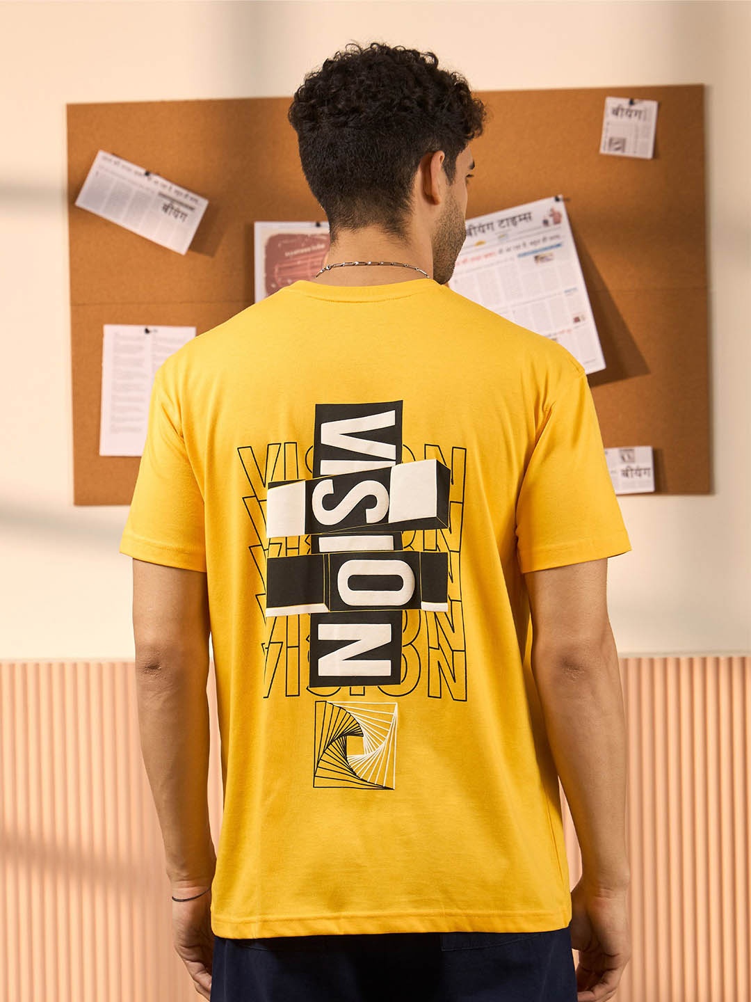 

Beyoung Men Typography Printed Round Neck T-shirt, Yellow