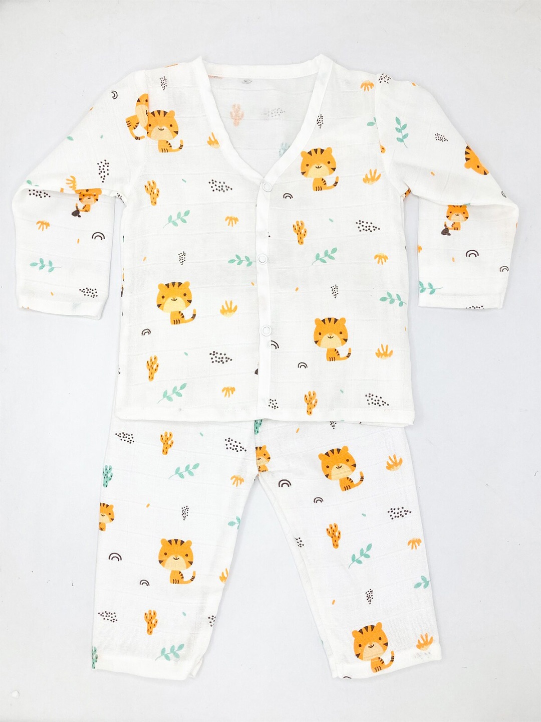 

BAESD Infant V Neck Printed Night Suits, Orange