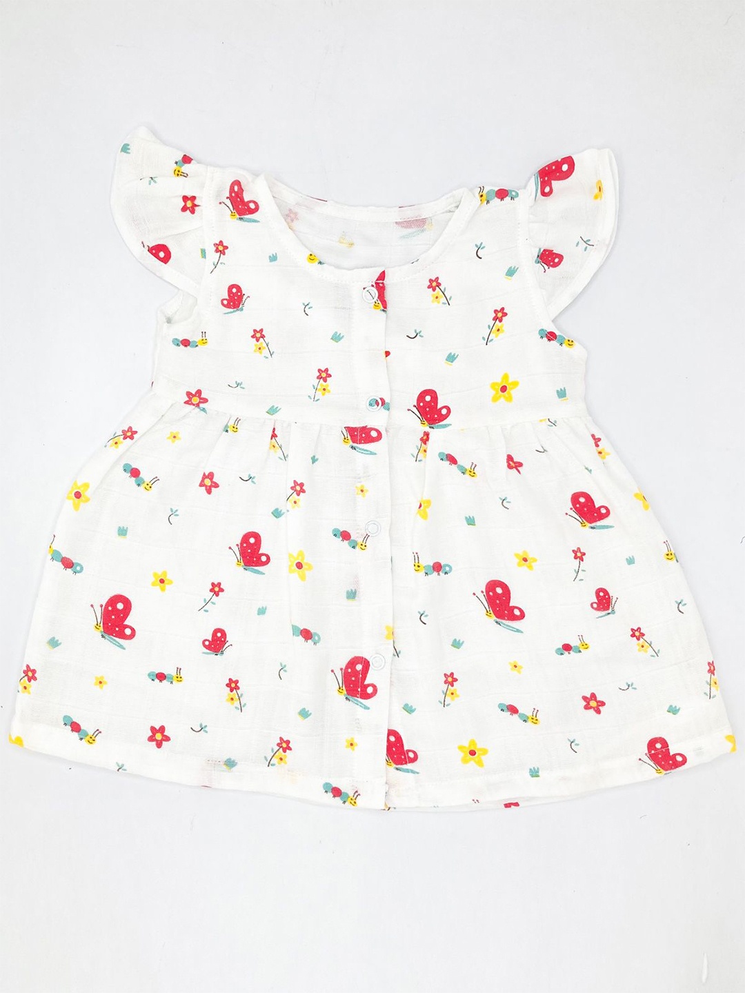 

BAESD Girls Conversational PRinted Cap Sleeve Organic Cotton Fit & Flare Dress, Red