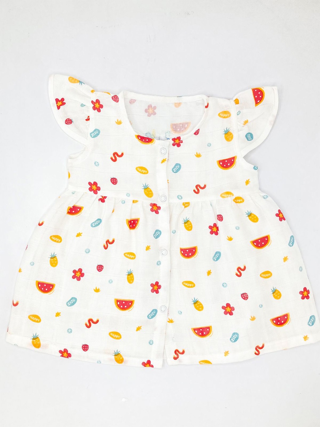 

BAESD Print Flutter Sleeve Organic Cotton Fit & Flare Dress, Multi