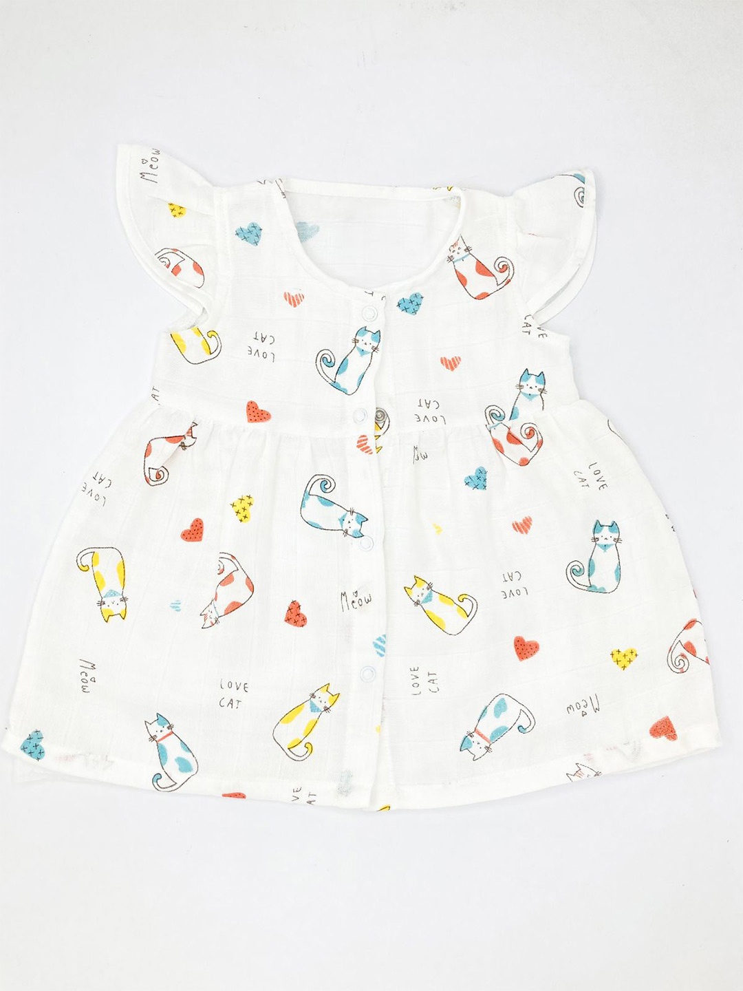 

BAESD Print Flutter Sleeve Organic Cotton Fit & Flare Dress, Multi