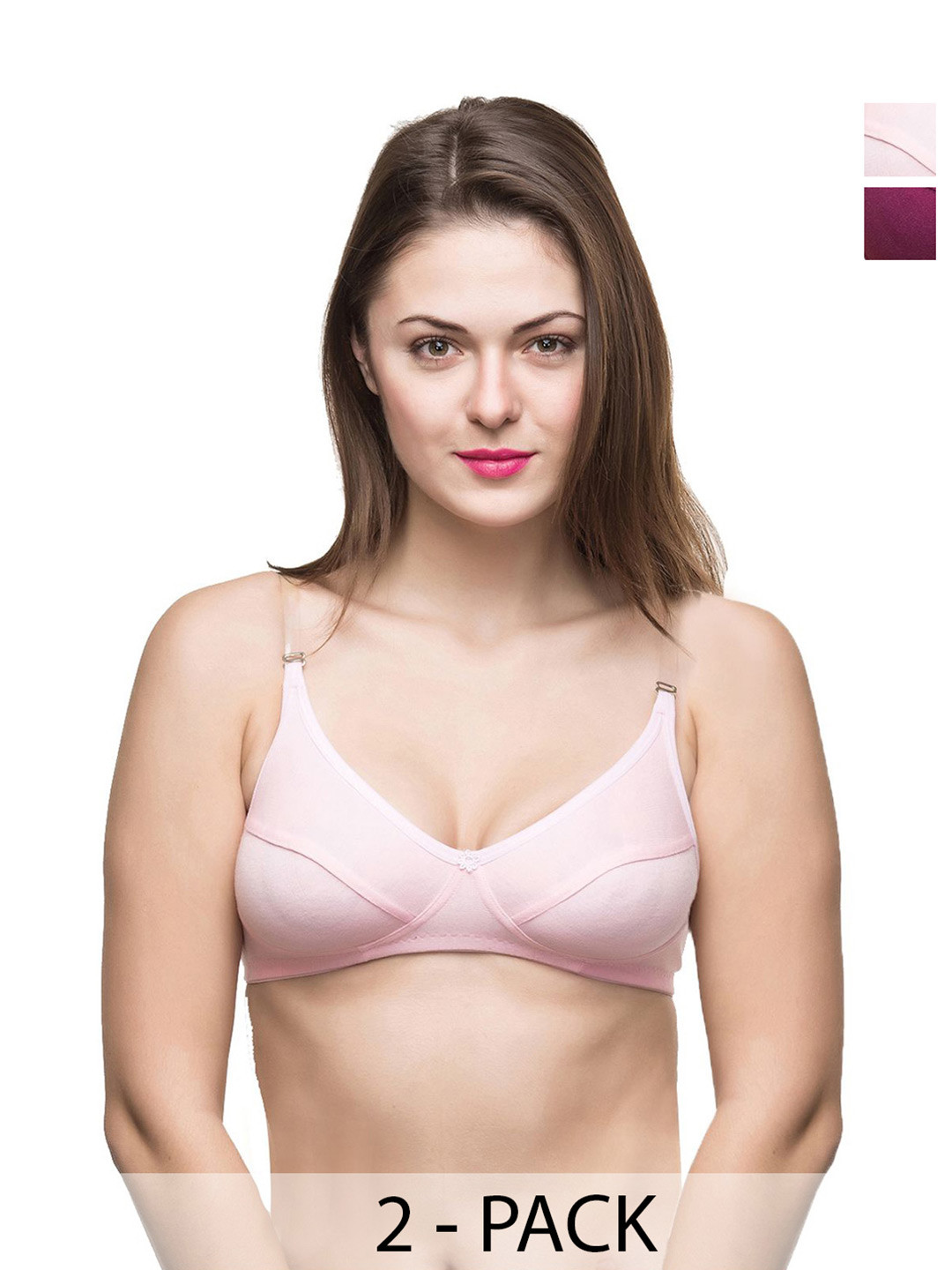 

Docare Pack Of 2 Full Coverage Non Padded Everyday Bra-All Day Comfort, Purple