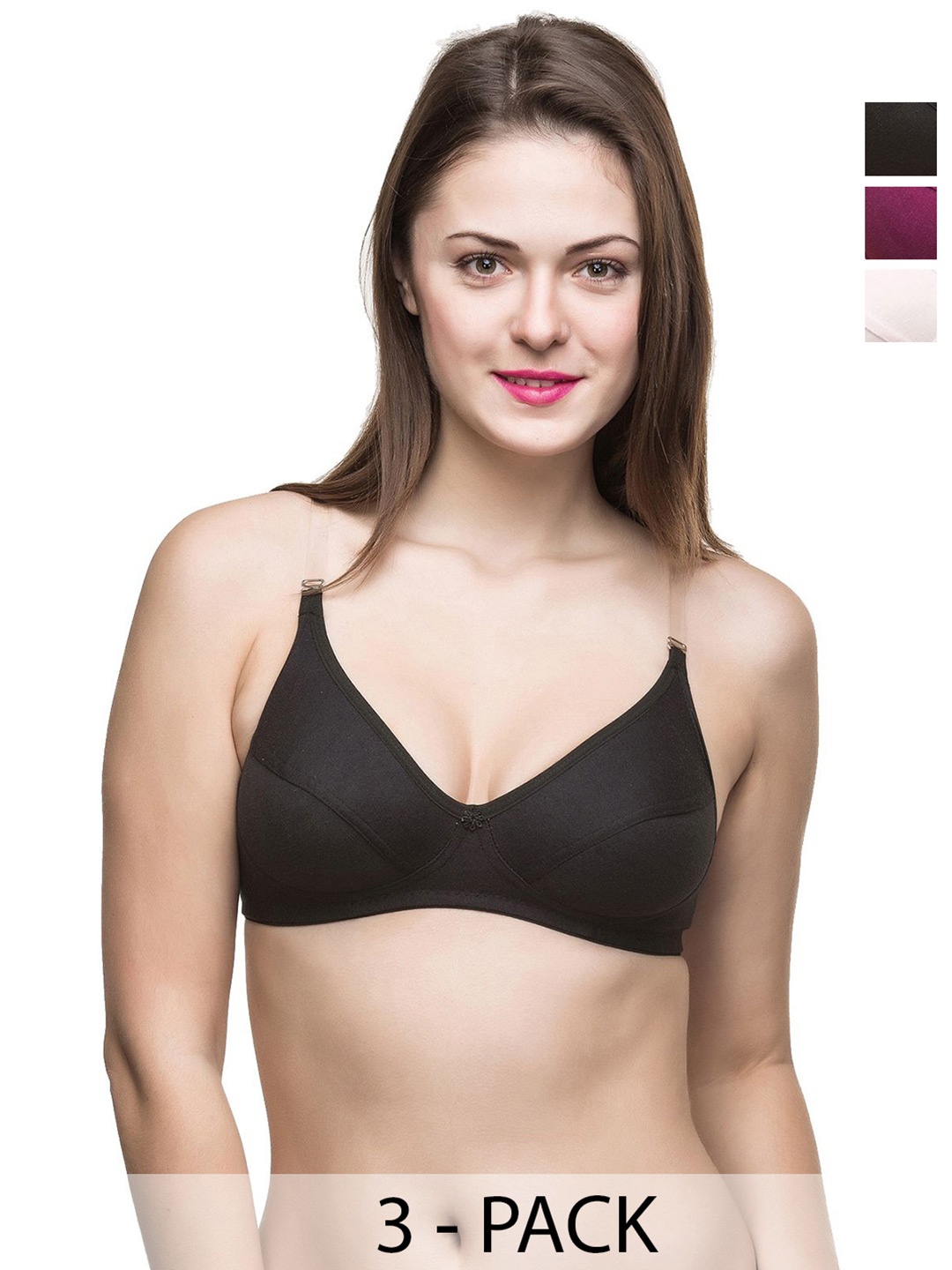 

Docare Pack Of 3 Full Coverage Everyday Bras- All Day Comfort, White