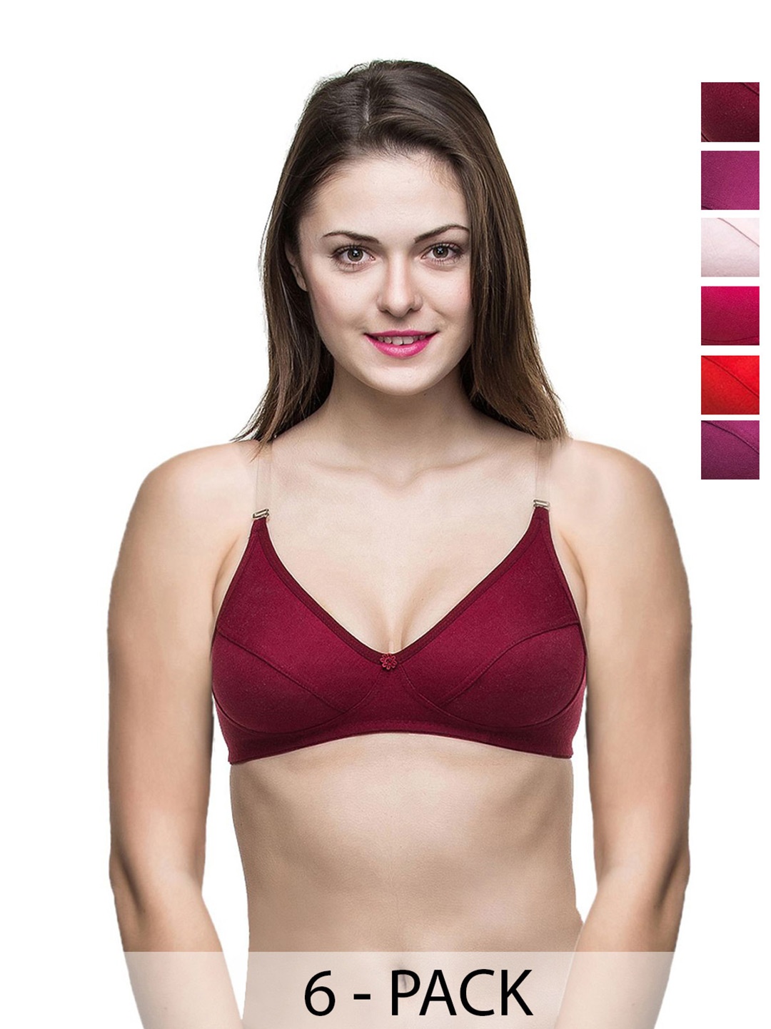 

Docare Pack Of 6 Full Coverage Everyday Bras All Day Comfort, Purple