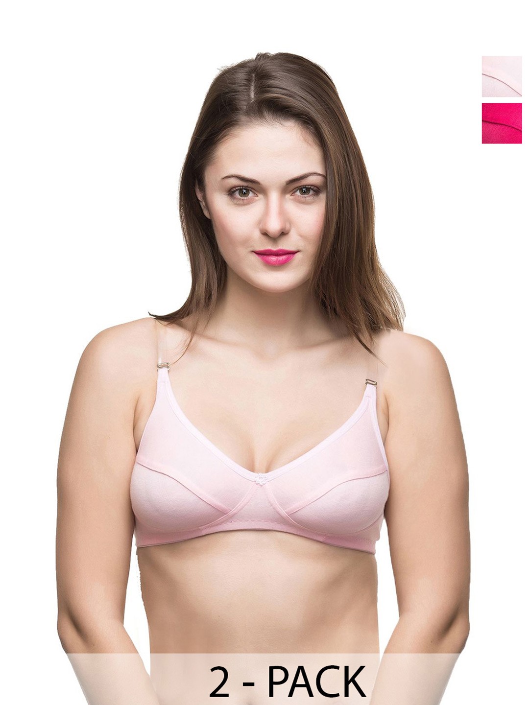 

Docare Pack Of 2 Full Coverage Everyday Bras- All Day Comfort, Pink