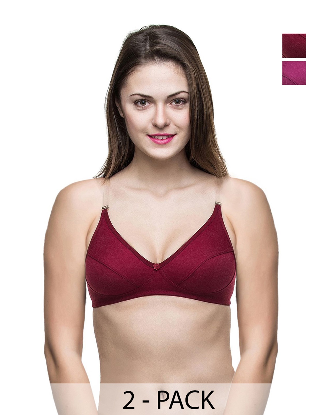 

Docare Pack Of 2 Full Coverage Everyday Bras All Day Comfort, Maroon