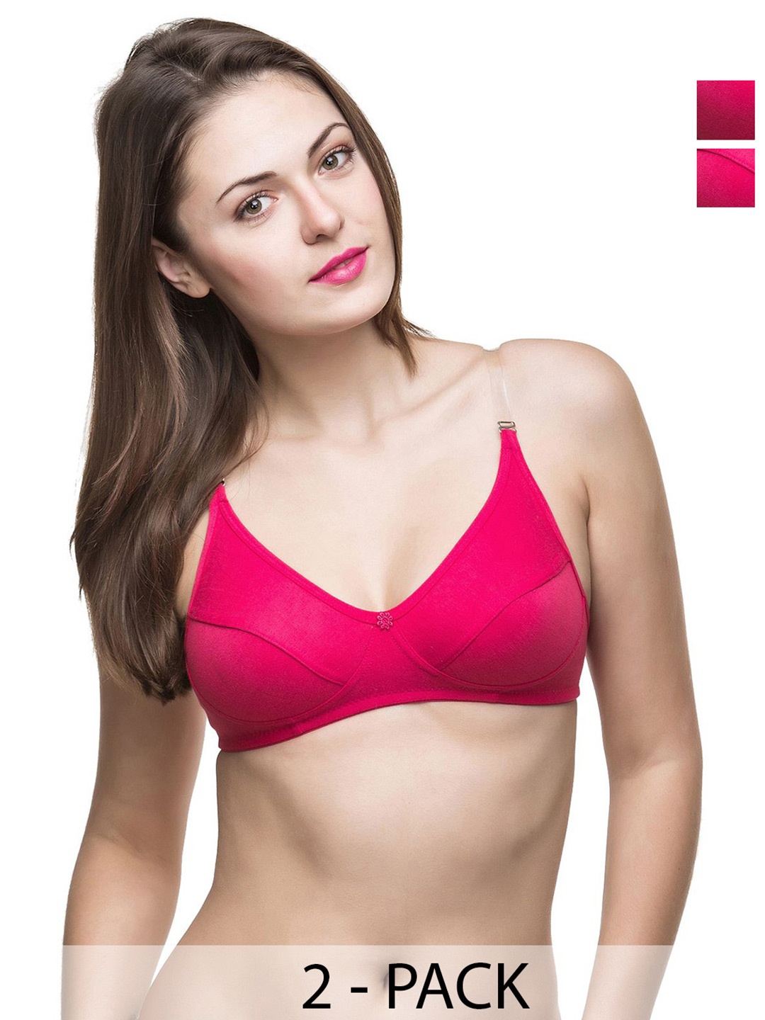 

Docare Pack Of 2 Full Coverage Non Padded All Day Comfort Bras, Pink
