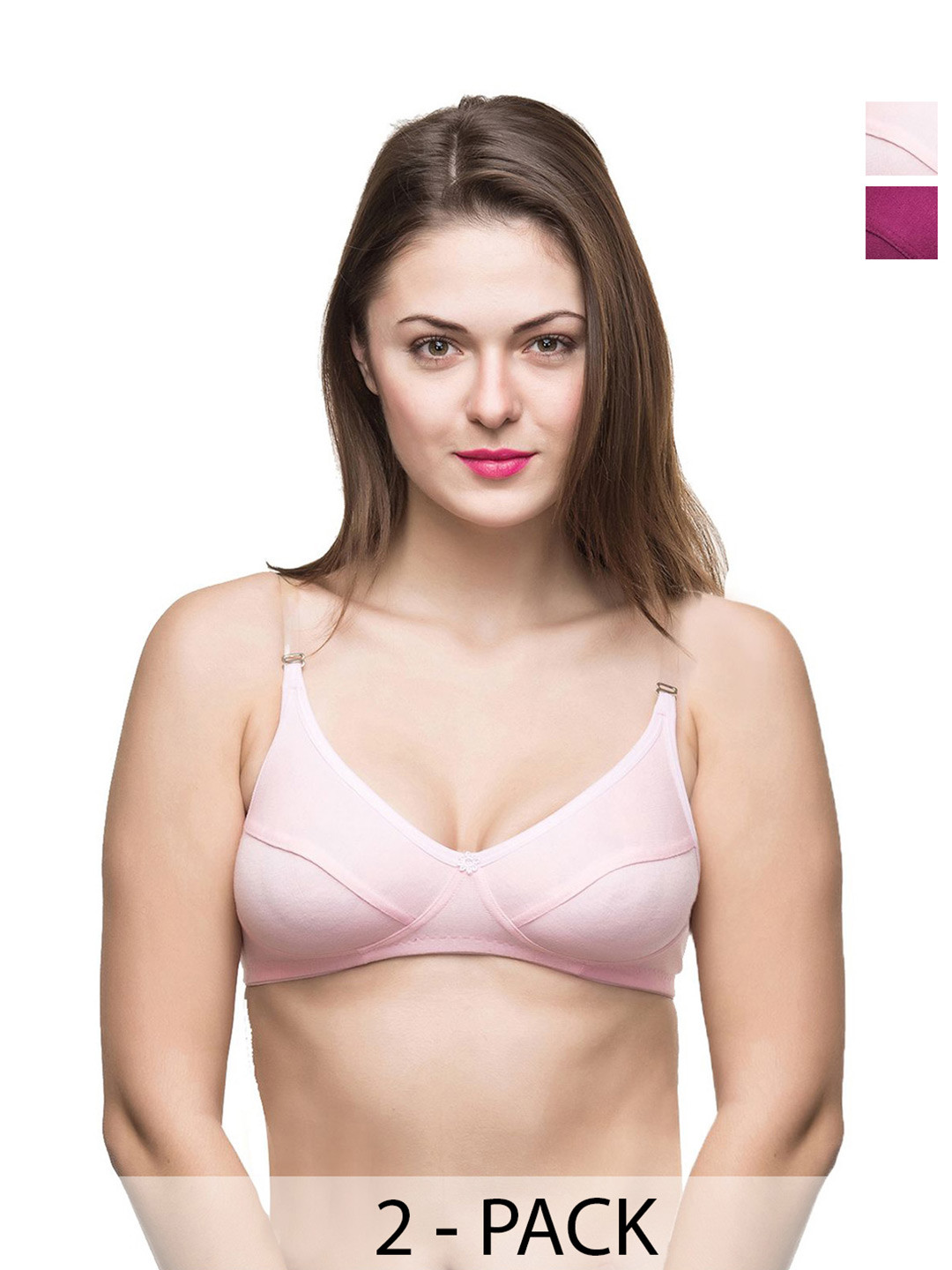 

Docare Pack Of 2 Full Coverage Everyday Bras All Day Comfort, Pink