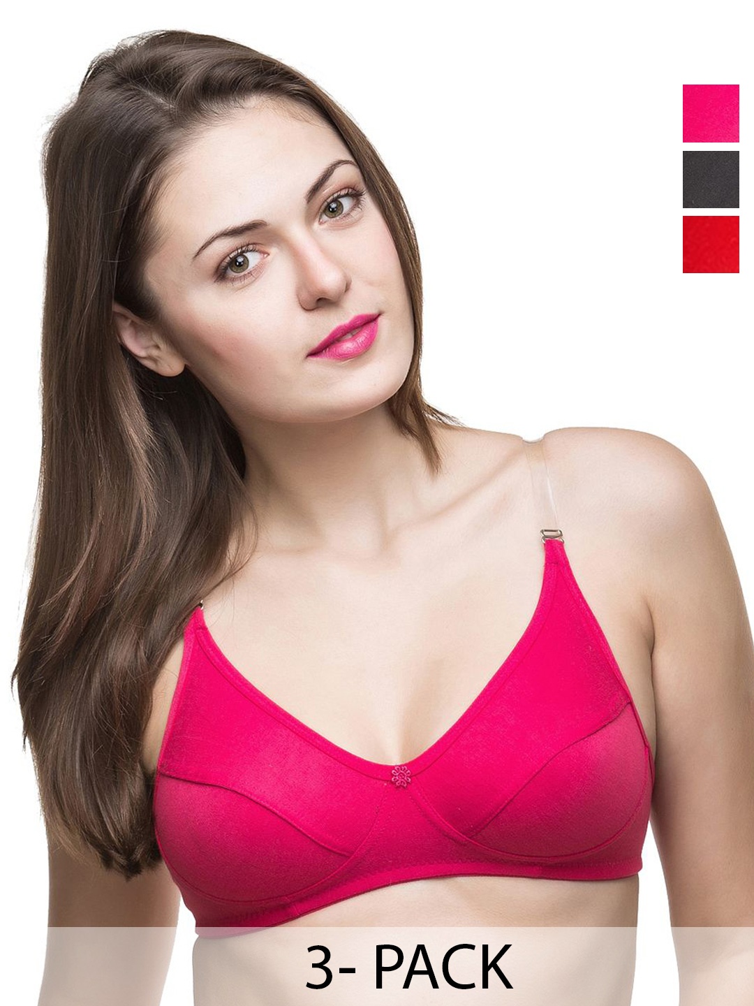 

Docare Pack Of 3 Non Padded All Day Comfort Bras, Pink