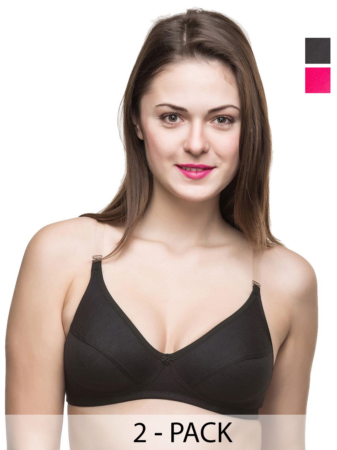 

Docare Pack Of 2 Full Coverage Everyday Bras- All Day Comfort, Pink