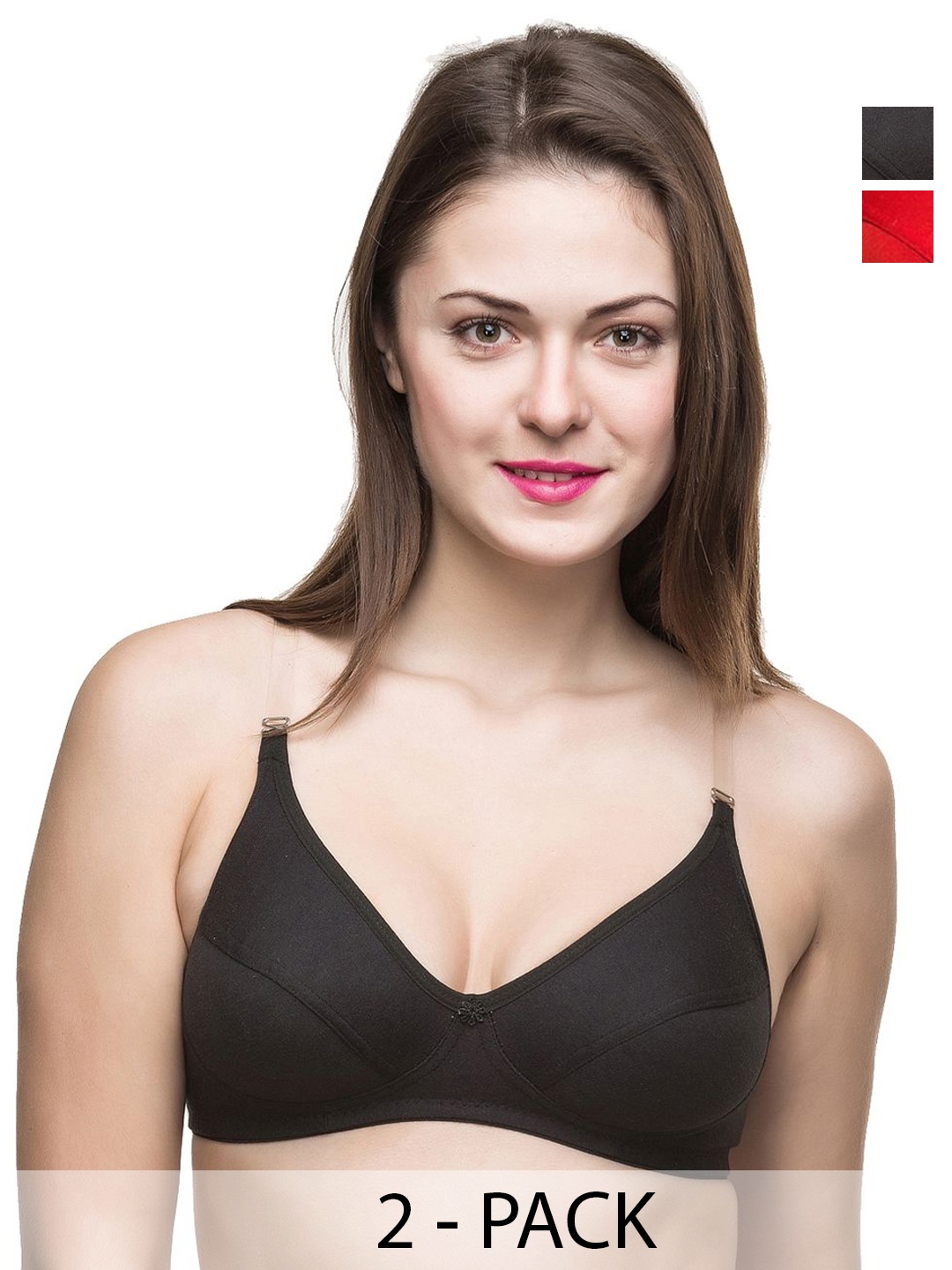 

Docare Pack Of 2 Full Coverage Everyday Bras All Day Comfort, Black