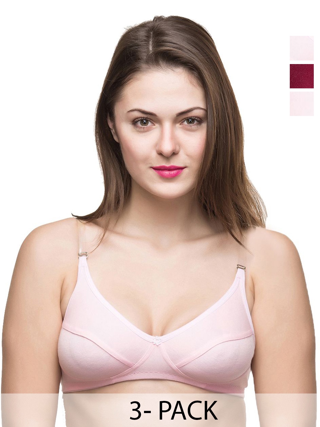 

Docare Pack Of 3 Full Coverage Non Padded All Day Comfort Bras, Maroon