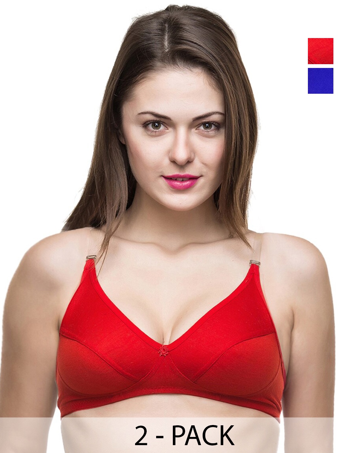 

Docare Pack Of 2 Full Coverage Non Padded All Day Comfort Bras, Red
