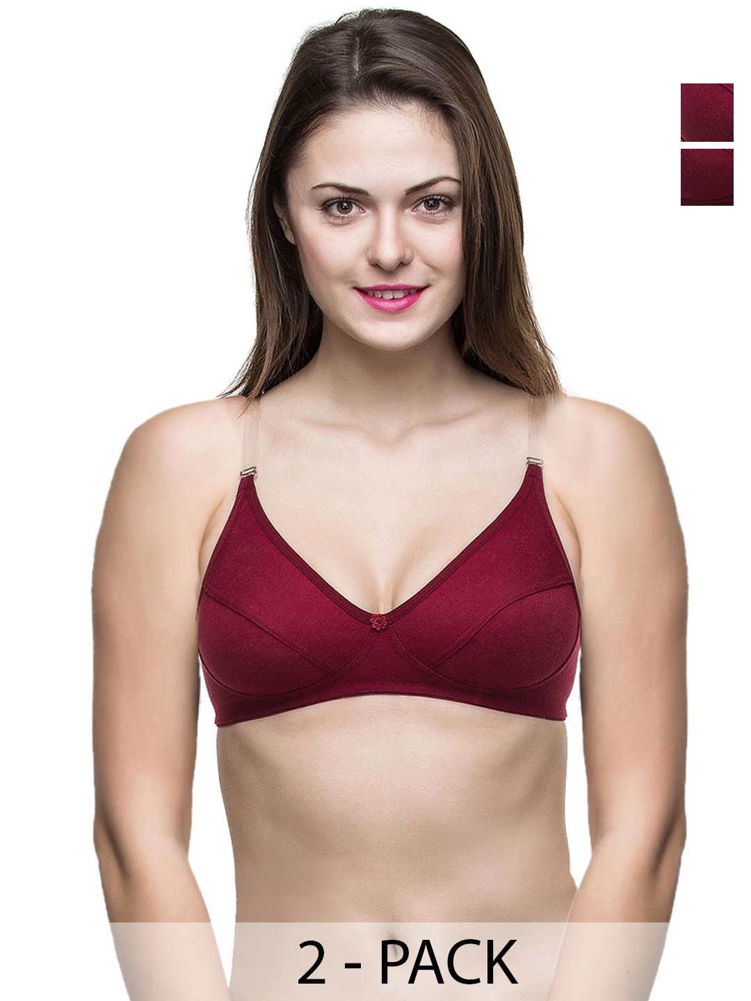 

Docare Pack Of 2 Full Coverage Non Padded All Day Comfort Bras, Maroon