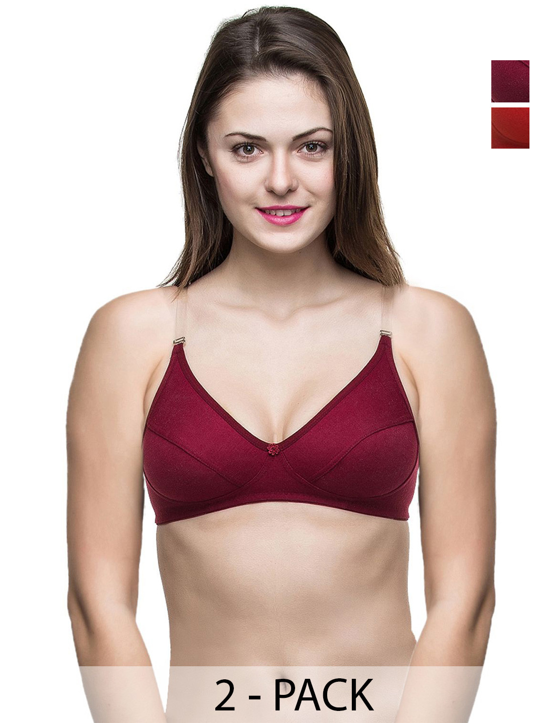 

Docare Pack Of 2 Non Padded Everyday Bras, Maroon