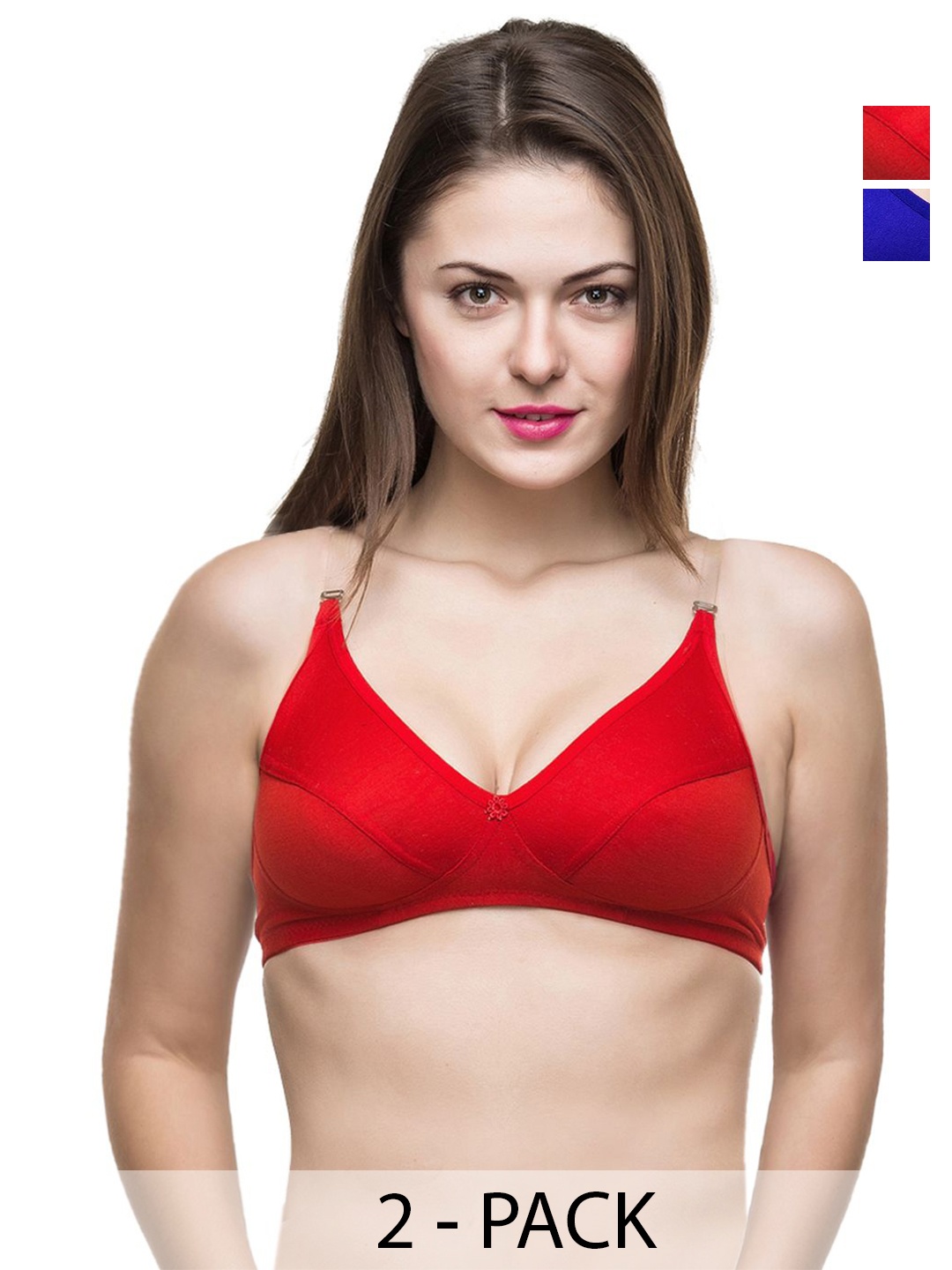 

Docare Pack Of 2 Full Coverage Non Padded Everyday Bra-All Day Comfort, Blue