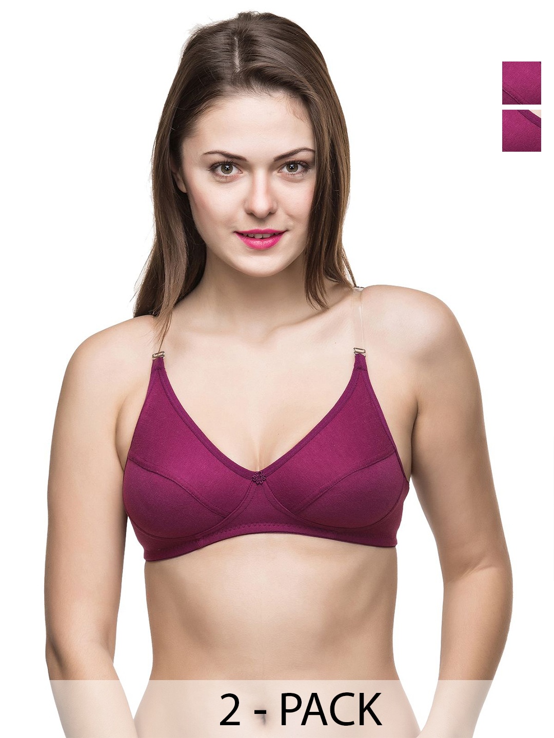 

Docare Pack Of 2 Full Coverage Non Padded Everyday Bra-All Day Comfort, Purple