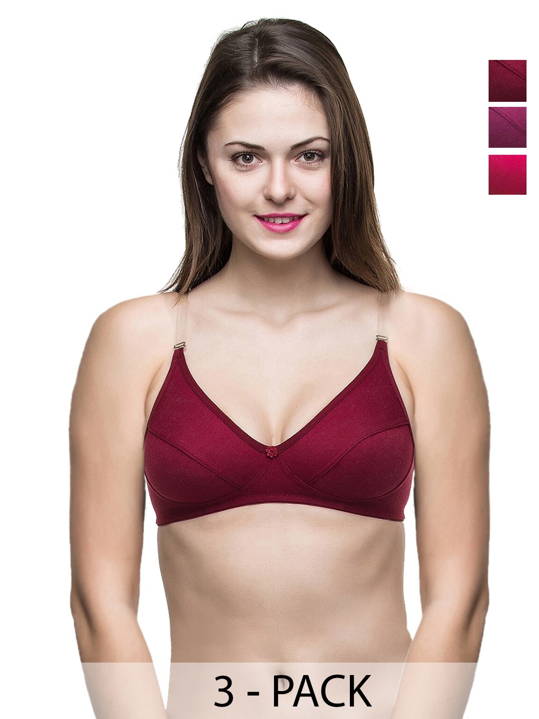 

Docare Pack Of 3 Full Coverage Non Padded Everyday Bra-All Day Comfort, Purple