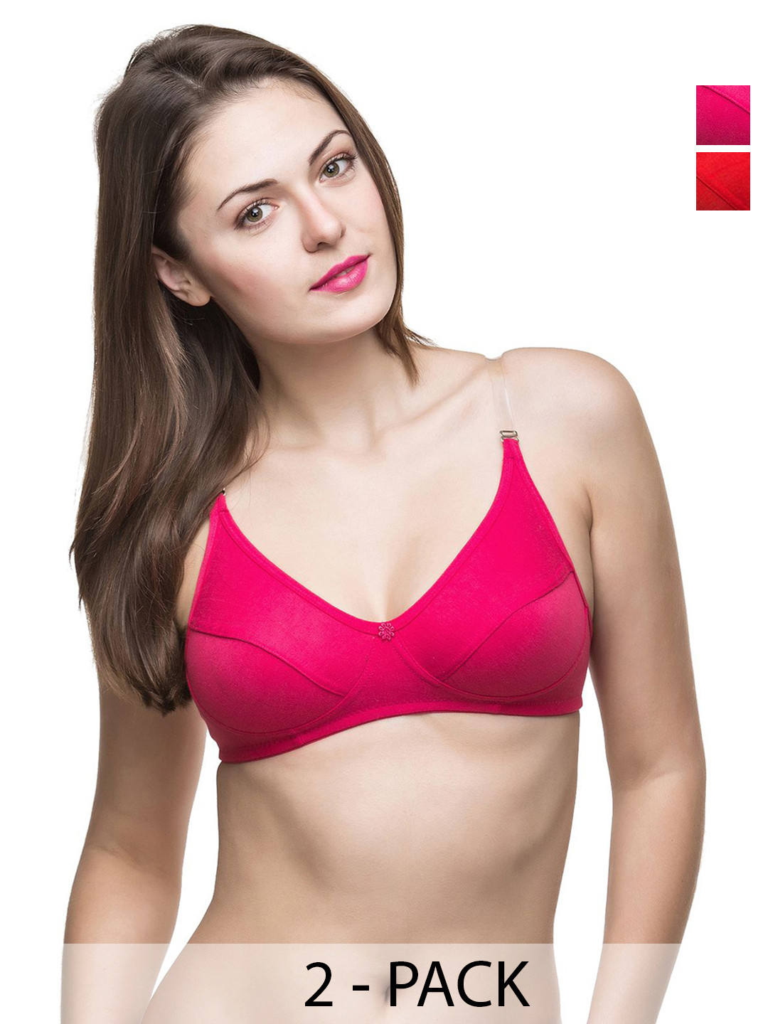 

Docare Pack Of 2 Full Coverage Everyday Bras All Day Comfort, Red