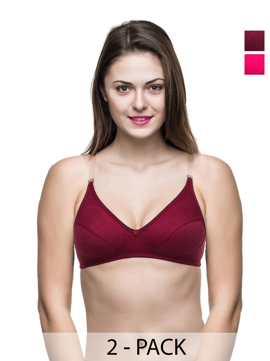 

Docare Pack Of 2 Full Coverage Non Padded All Day Comfort Bras, Pink