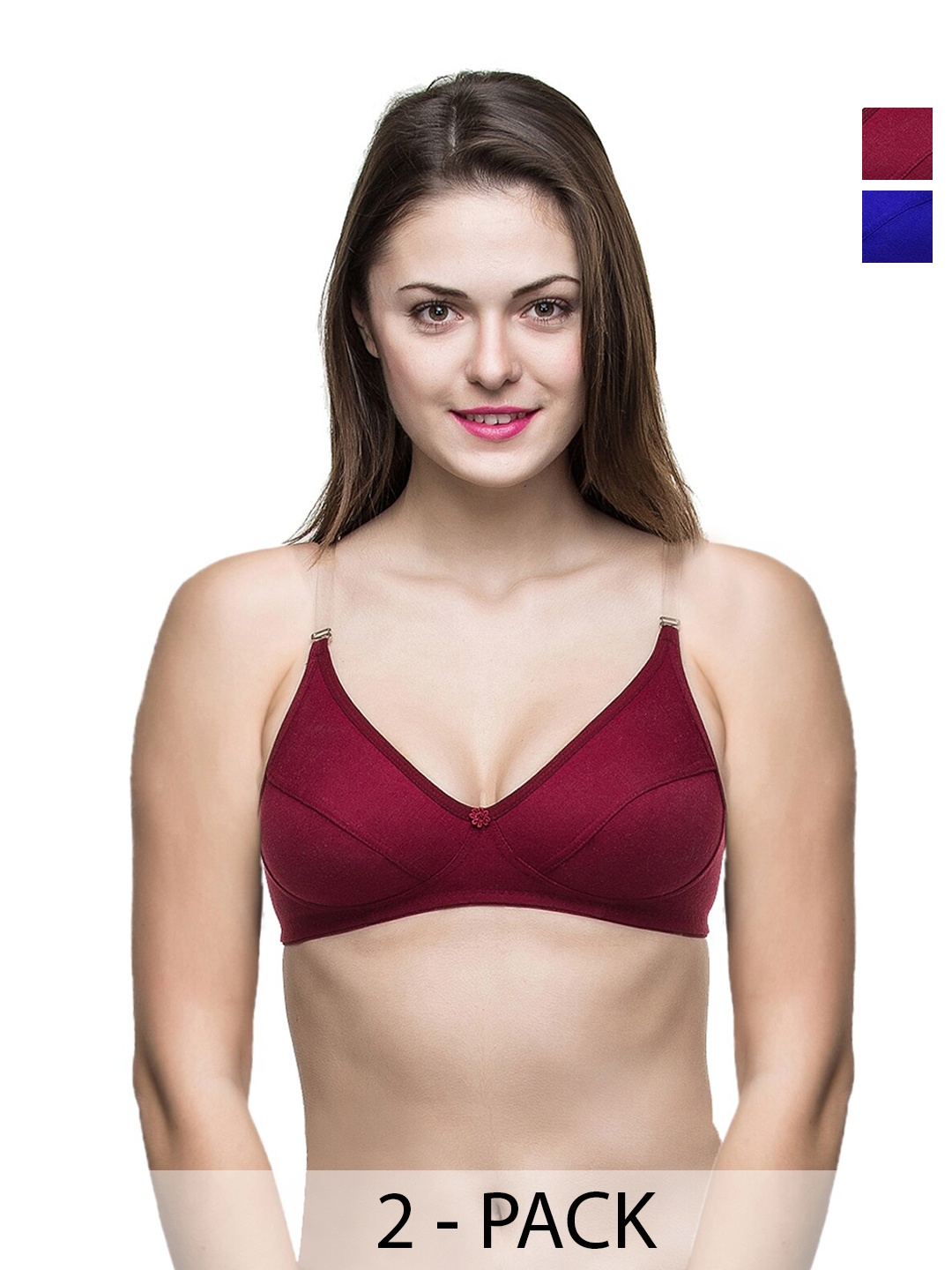 

Docare Pack Of 2 Full Coverage Everyday Bras All Day Comfort, Maroon