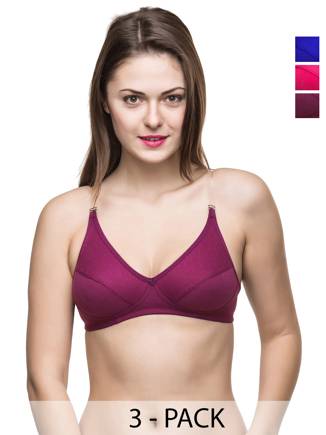 

Docare Pack Of 3 Full Coverage Non Padded All Day Comfort Bras, Purple