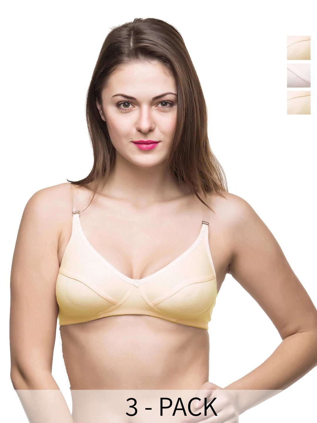 

Docare Pack Of 3 Full Coverage Non Padded All Day Comfort Bras, Beige