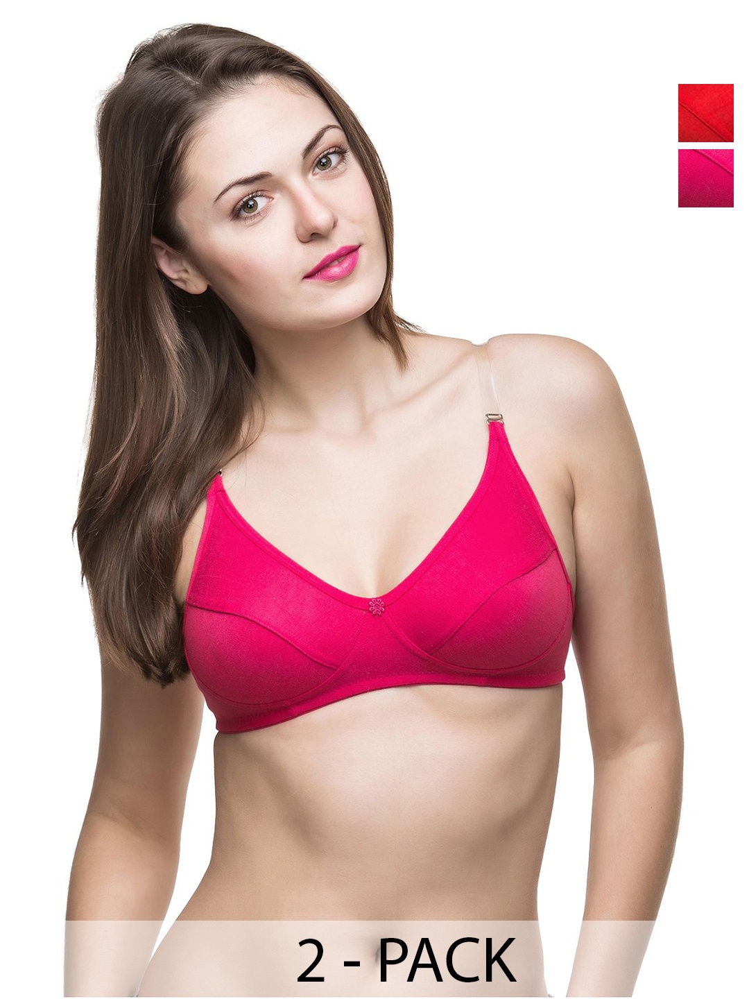 

Docare Bra Pack Of 2 Full Coverage Non Padded Everyday Bra-All Day Comfort, Pink