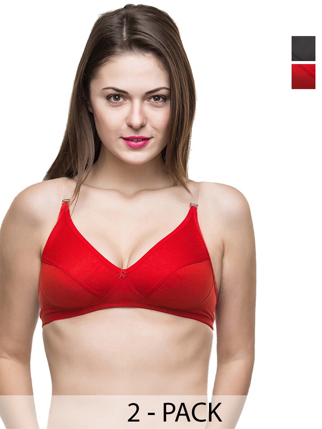 

Docare Bra Pack Of 2 Full Coverage Non Padded Everyday Bra-All Day Comfort, Red