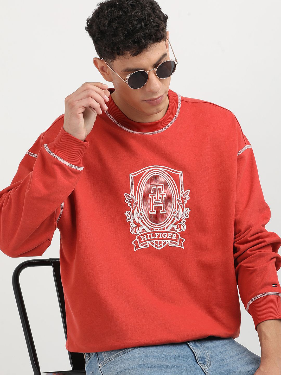 

Tommy Hilfiger Men Embroidered Typography Printed Sweatshirt, Red