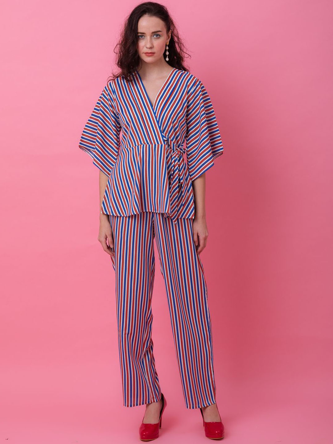 

Ezme Studio Striped Top & Trousers Co-Ords, Blue
