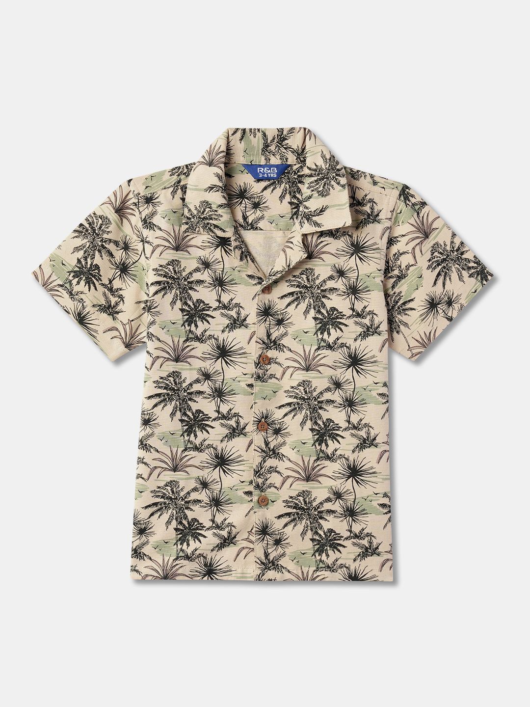 

R&B Boys Graphic Printed Casual Shirt, Beige
