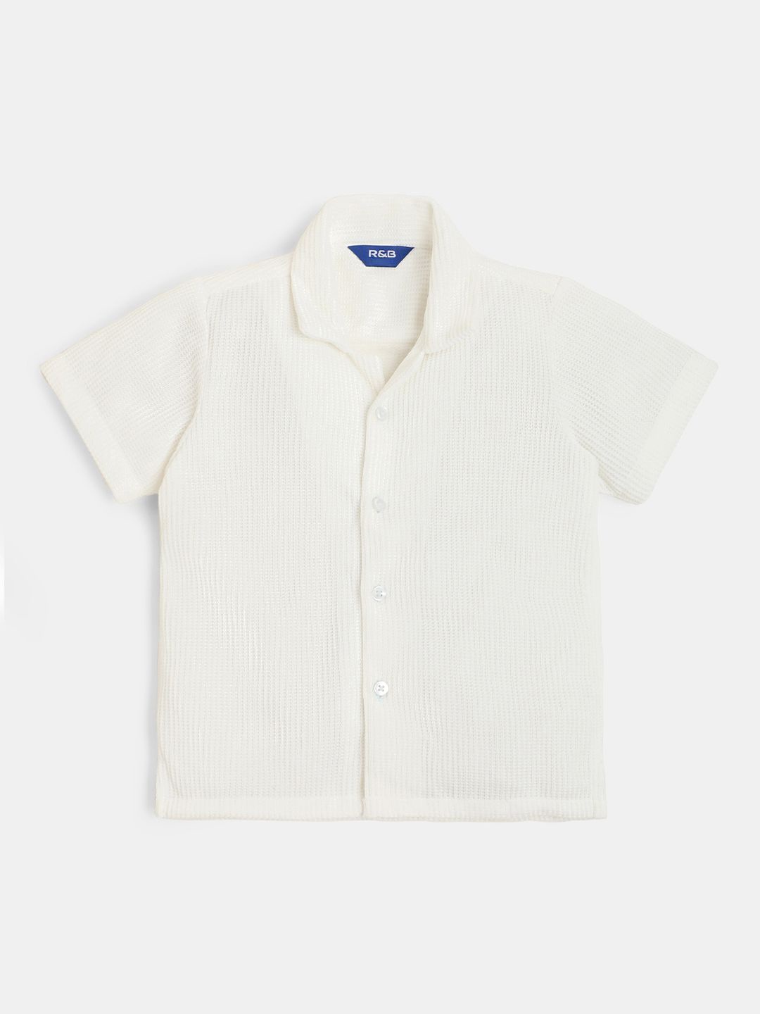 

R&B Boys Solid Spread Collar Casual Shirt, White