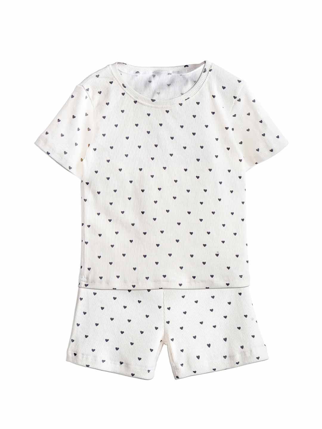 

BforBlossom Unisex Printed Pure Cotton T-shirt with Shorts, White