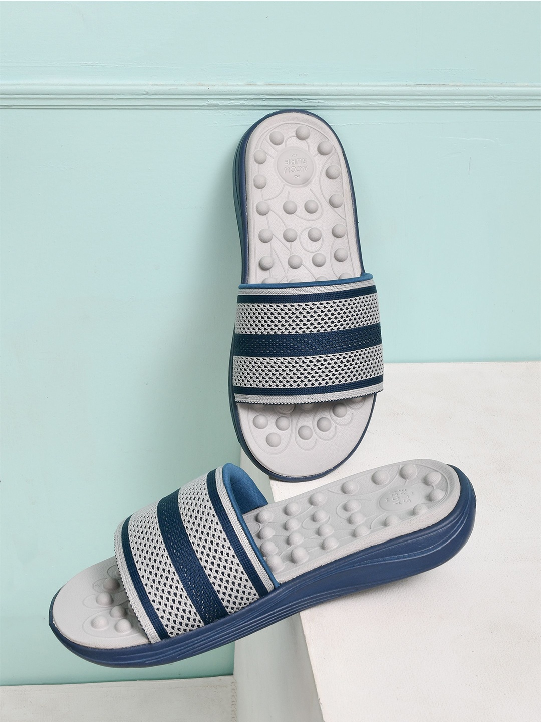 

IMPAKTO Men Ortho Cheer Acupressure Comfortable Soft Sole Flip-Flop, Blue
