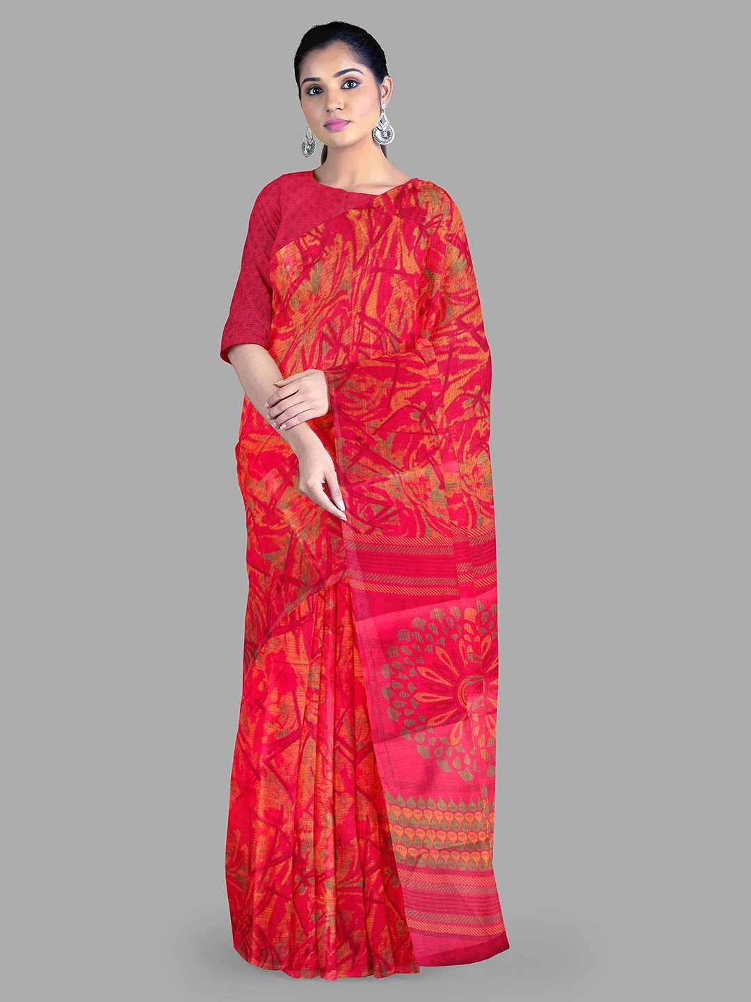 

The Chennai Silks Ethnic Motifs Gadwal Saree, Red