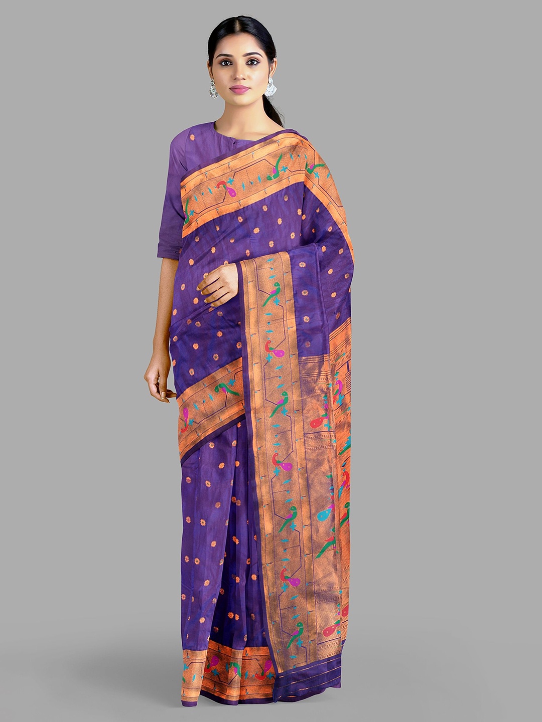 

The Chennai Silks Woven Designed Paithani Saree, Violet