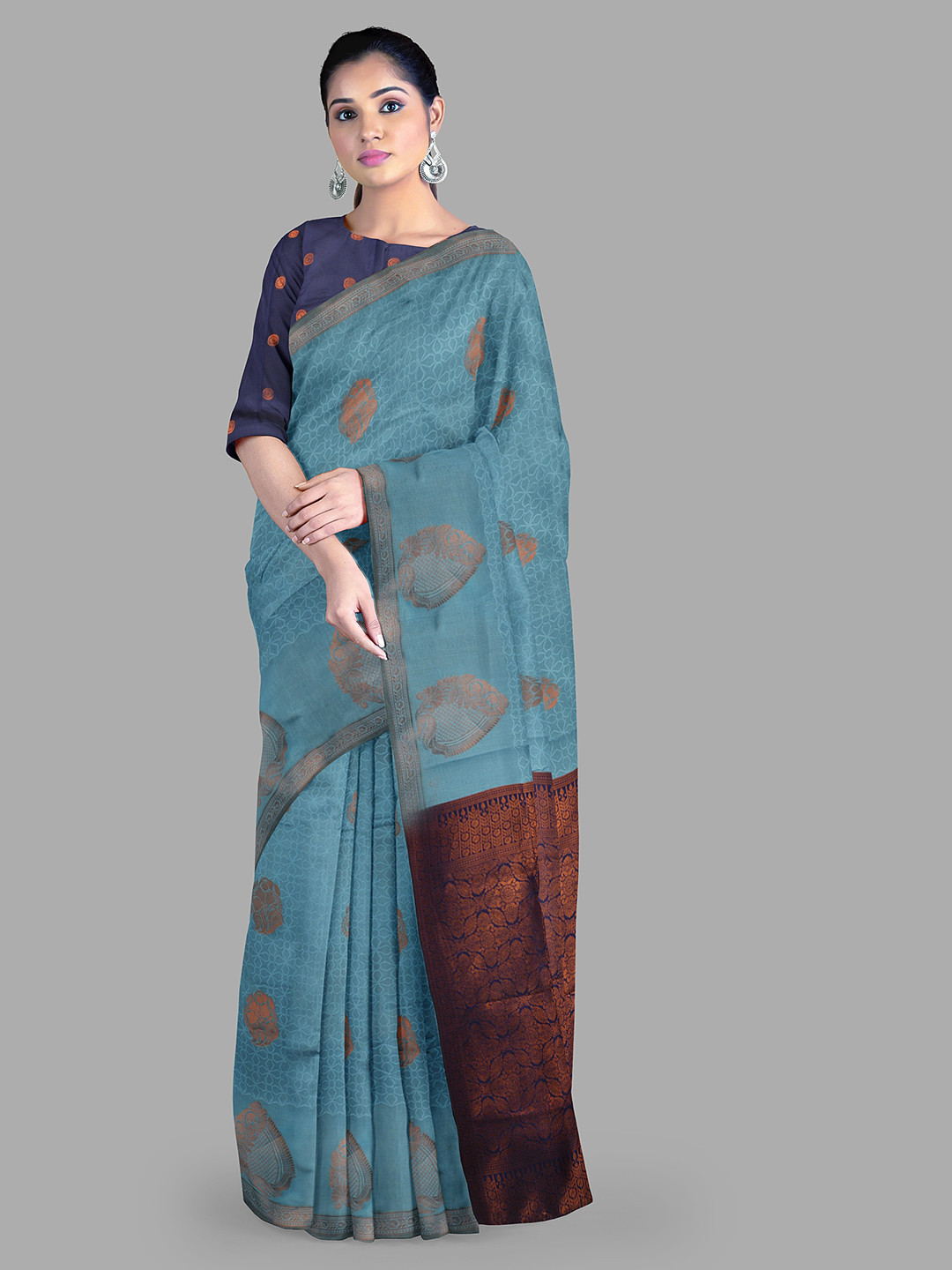 

The Chennai Silks Woven Design Zari Kanjeevaram Saree, Blue