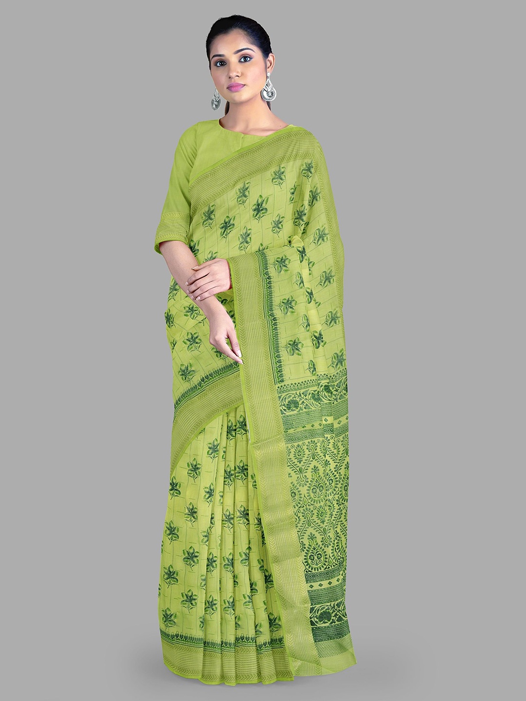 

The Chennai Silks Ethnic Motifs Gadwal Saree, Green