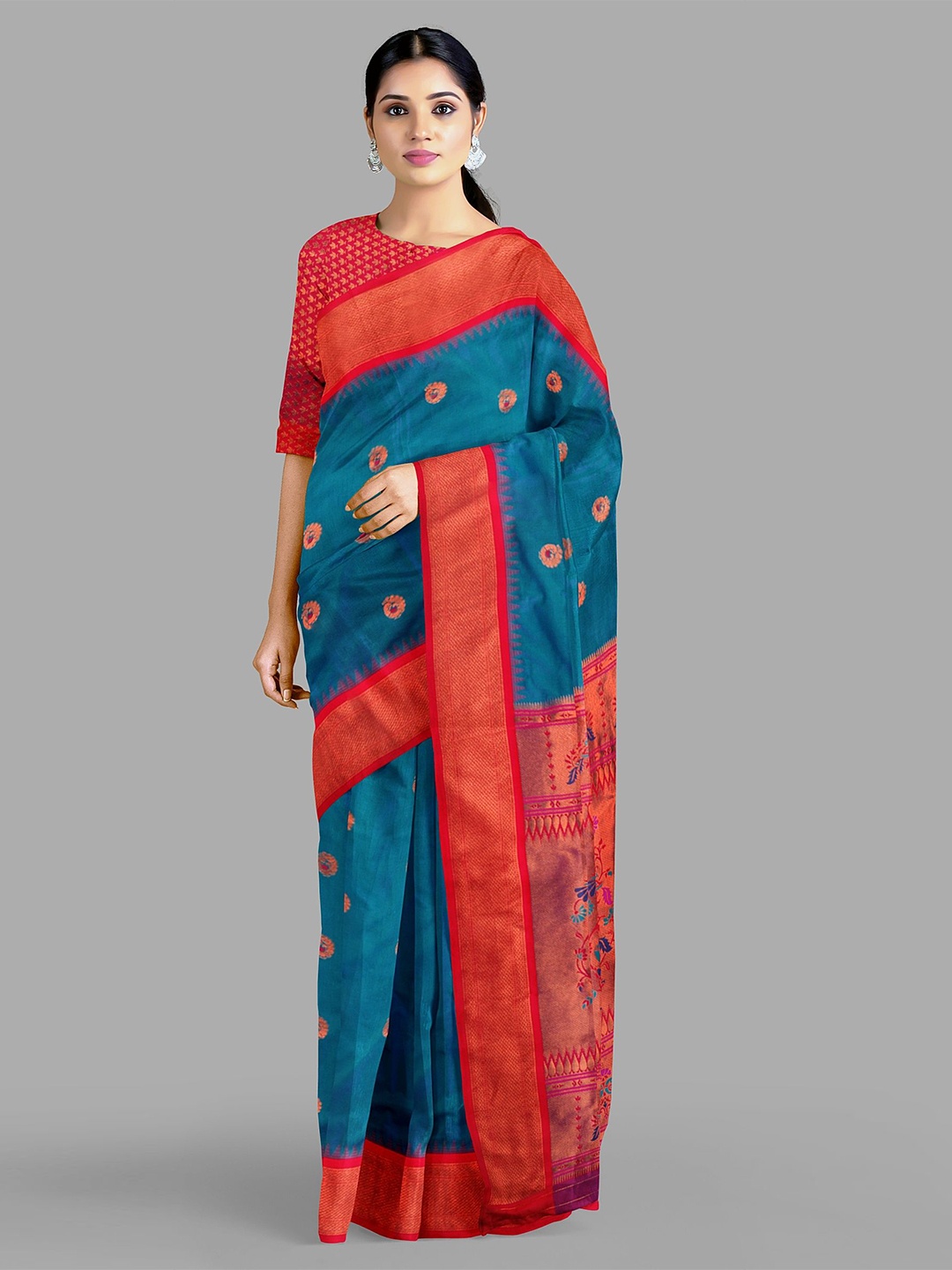 

The Chennai Silks Ethnic Motifs Zari Paithani Saree, Blue