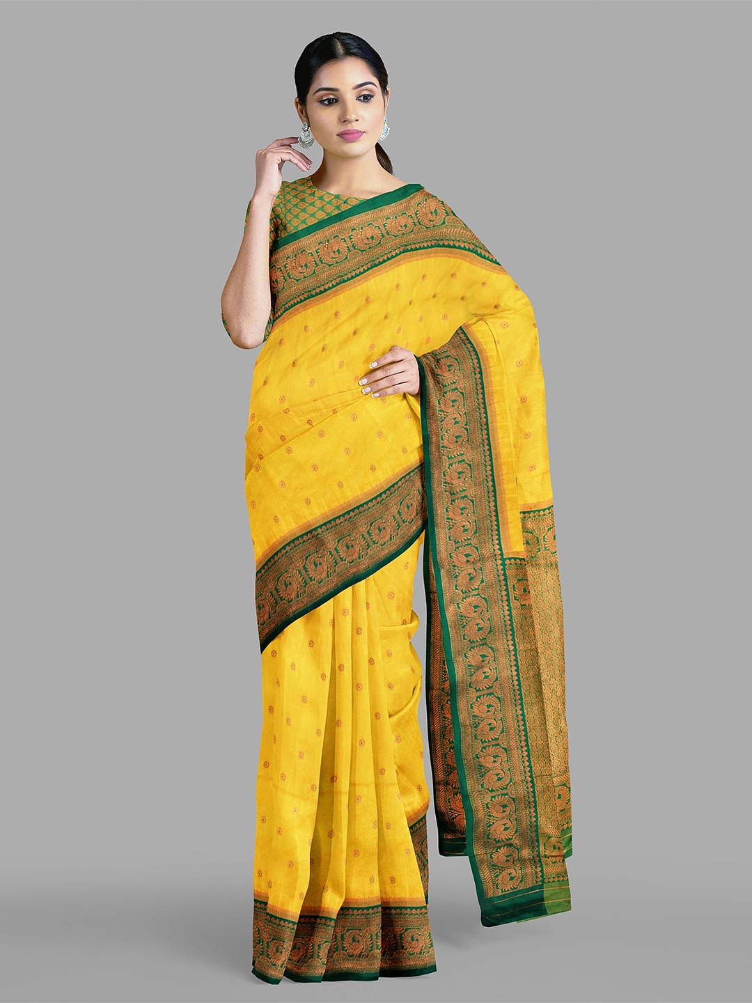 

The Chennai Silks Ethnic Motifs Zari Paithani Saree, Yellow