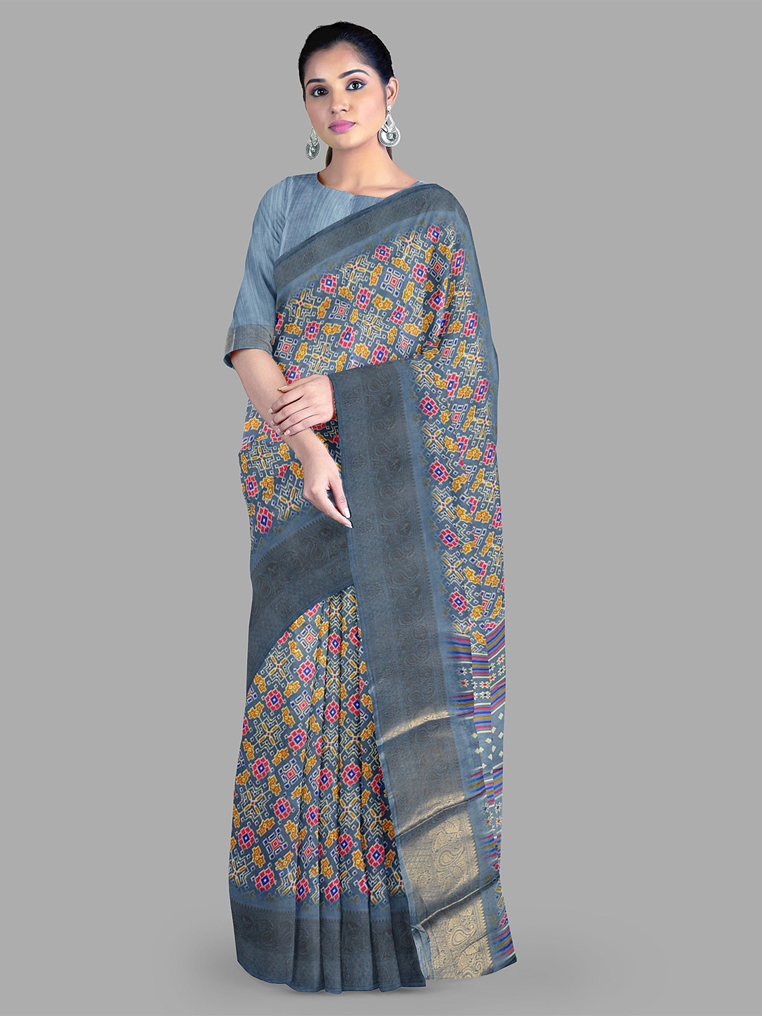 

The Chennai Silks Zari Fusion Kota Saree, Grey