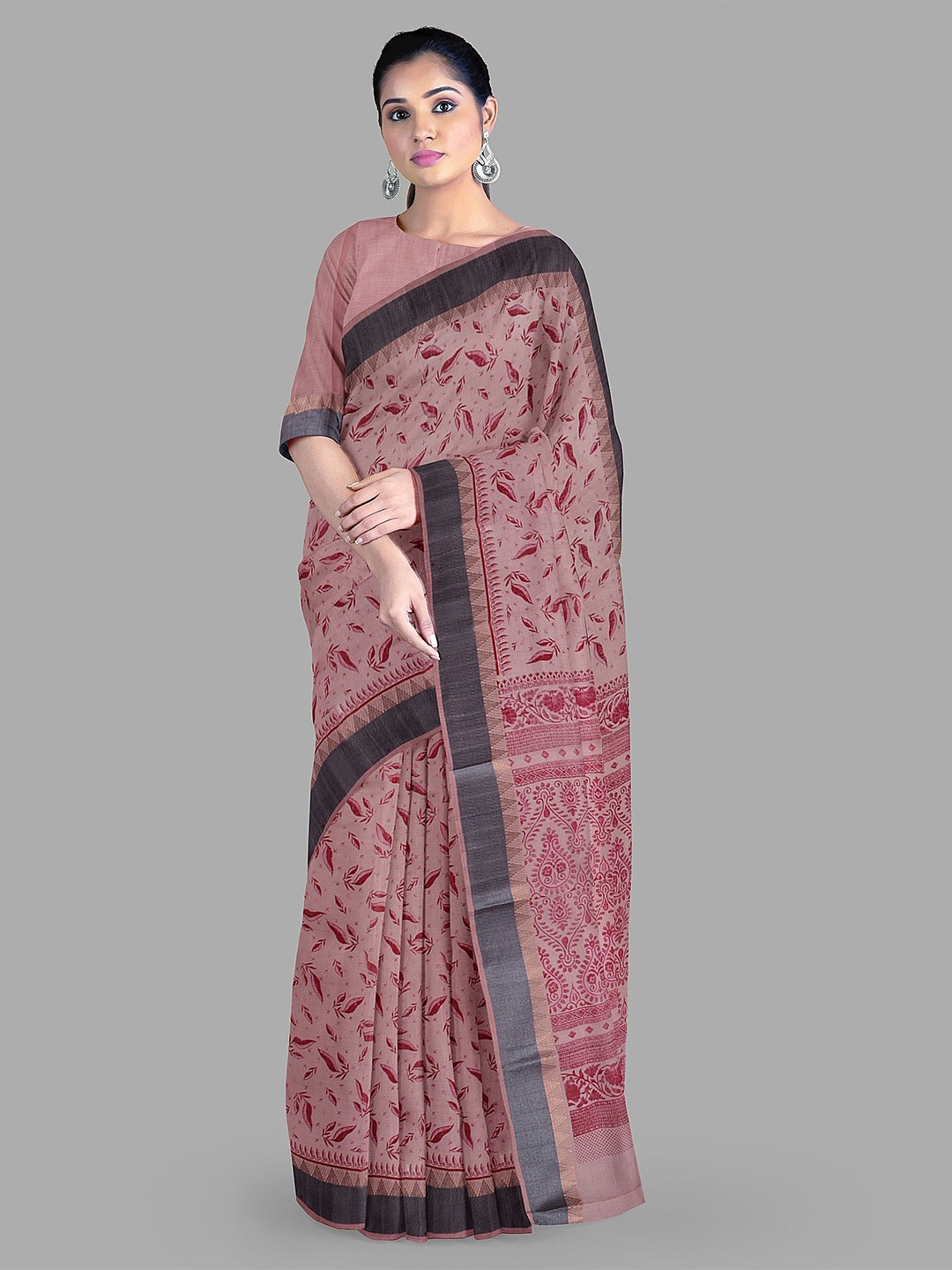 

The Chennai Silks Floral Gadwal Saree, Pink